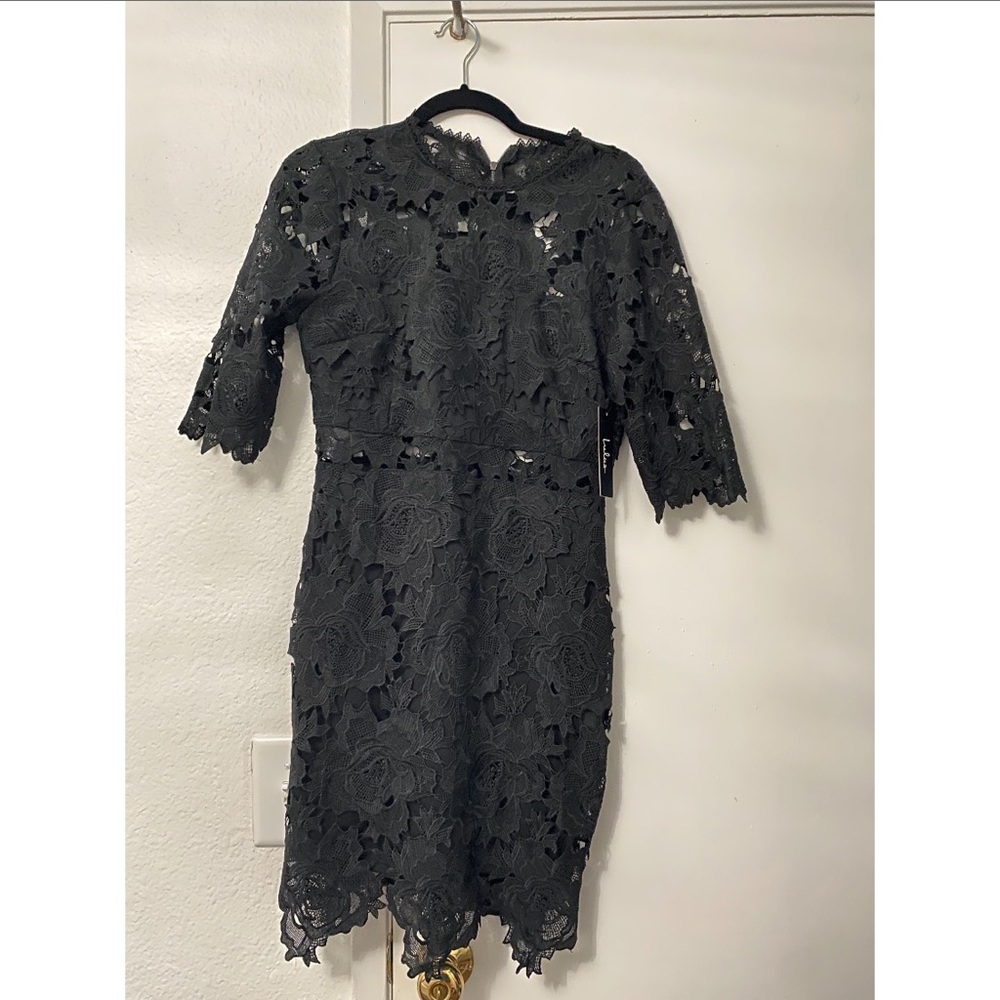 Lulus Black Lace Sheath Dress. Brand new with tags
